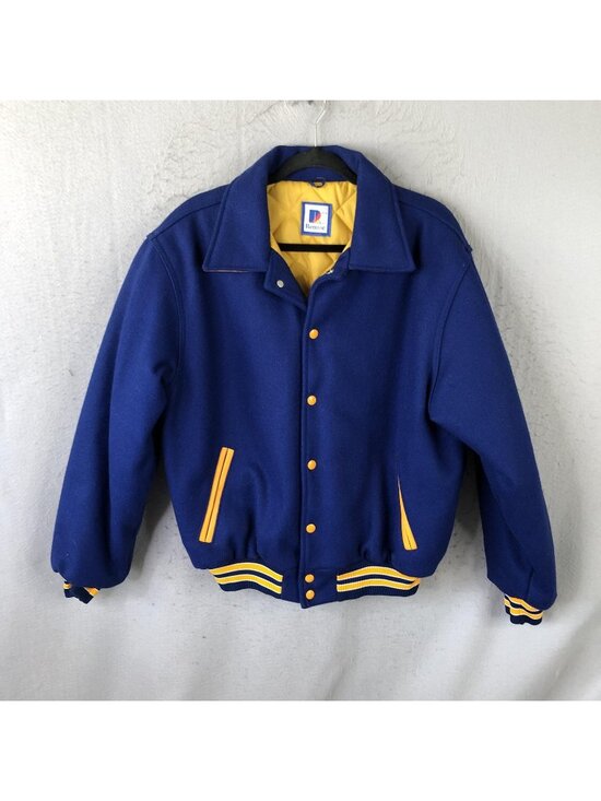 Rennoc Other - Rennoc Jacket Mens Large Blue Wool Varsity Snap Front Quilted Lined Bomber